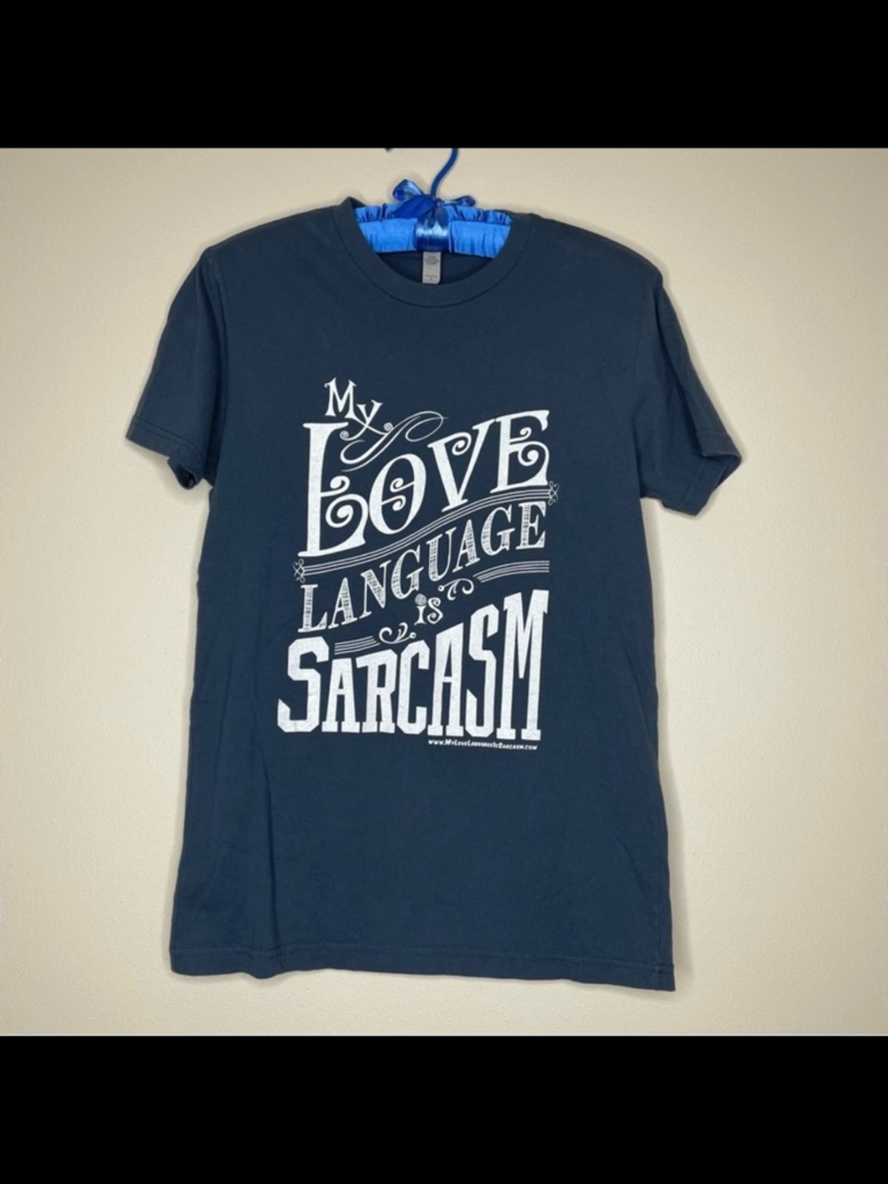 Next Level Apparel Navy “My Love Language is Sarcasm” Graphic Tee